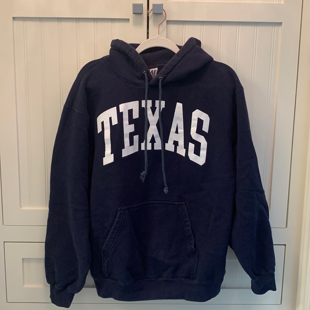 Navy Texas hoodie with drawstring